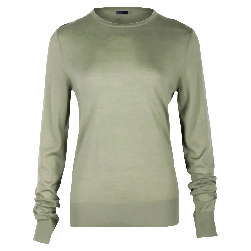 Joseph Long Sleeve Sweater Top in Green Wool