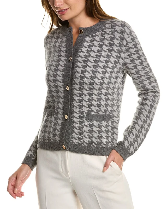 Kier+J Houndstooth Wool & Cashmere-Blend Cardigan