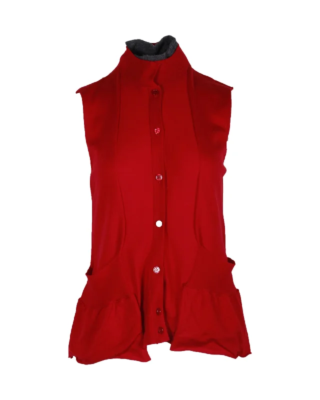 Marni Sleeveless Knit Vest in Red Wool