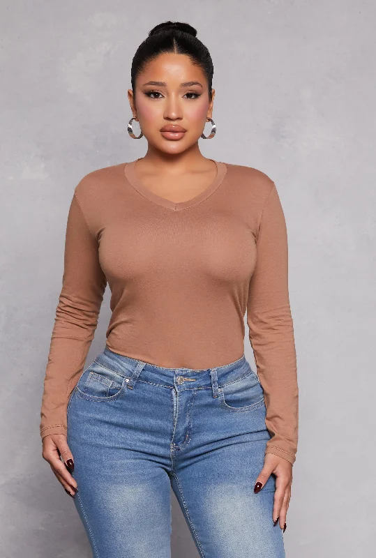 V Neck Long Sleeve T Shirt