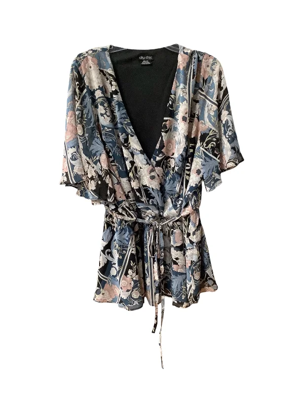 Top Short Sleeve By City Chic In Floral Print, Size: Xxl