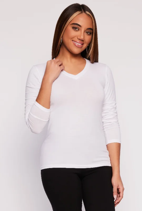 V Neck Long Sleeve Tee