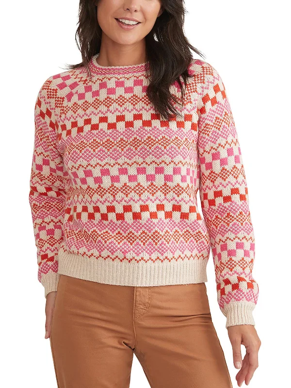 Womens Knit Fair Isle Pullover Sweater